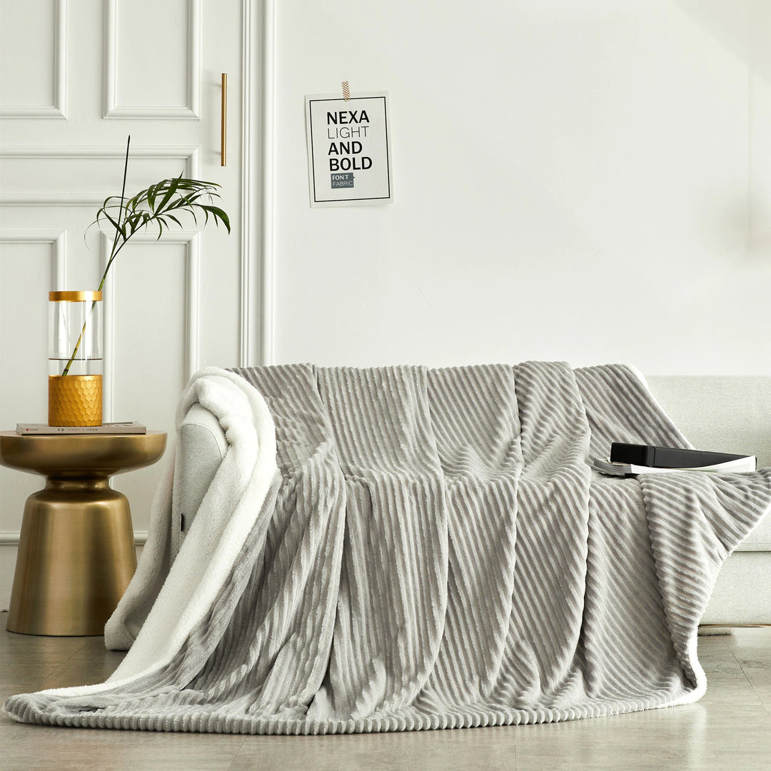 Striped Faux Sherpa Throw