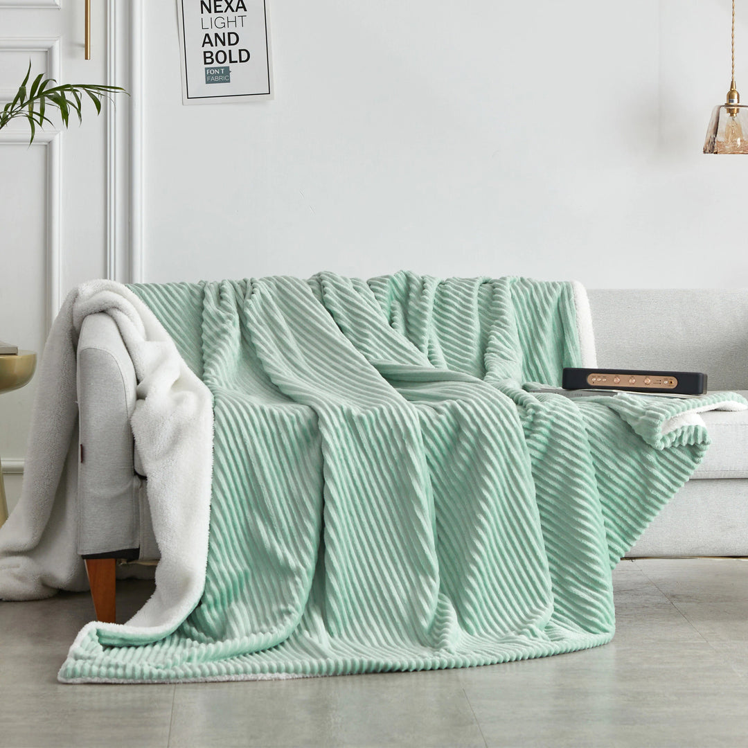 Striped Faux Sherpa Throw