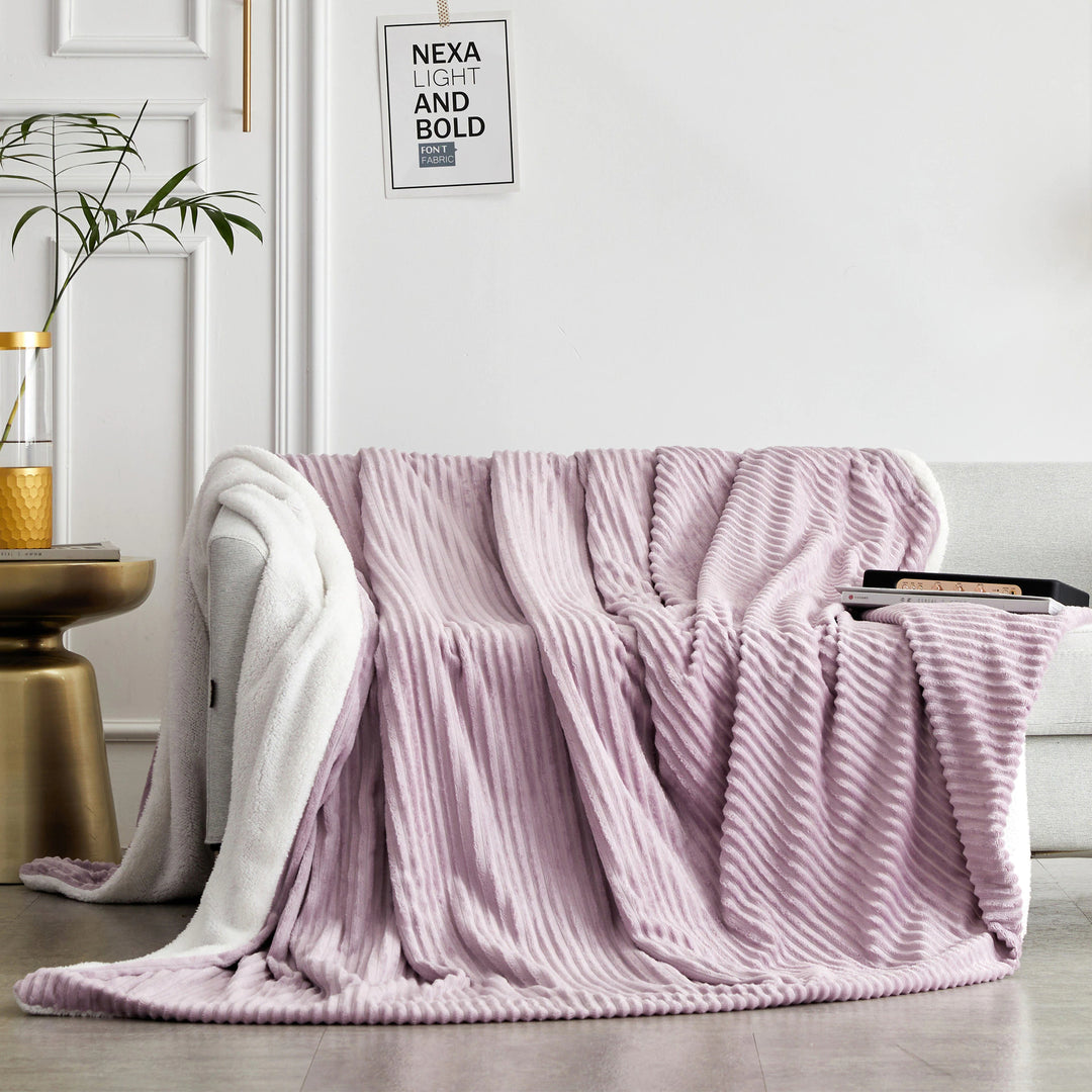 Striped Faux Sherpa Throw