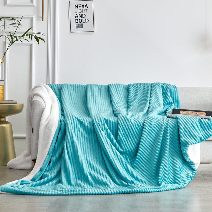 Striped Faux Sherpa Throw