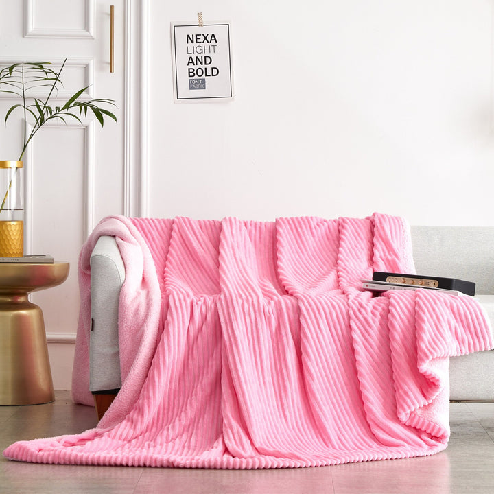 Striped Faux Sherpa Throw