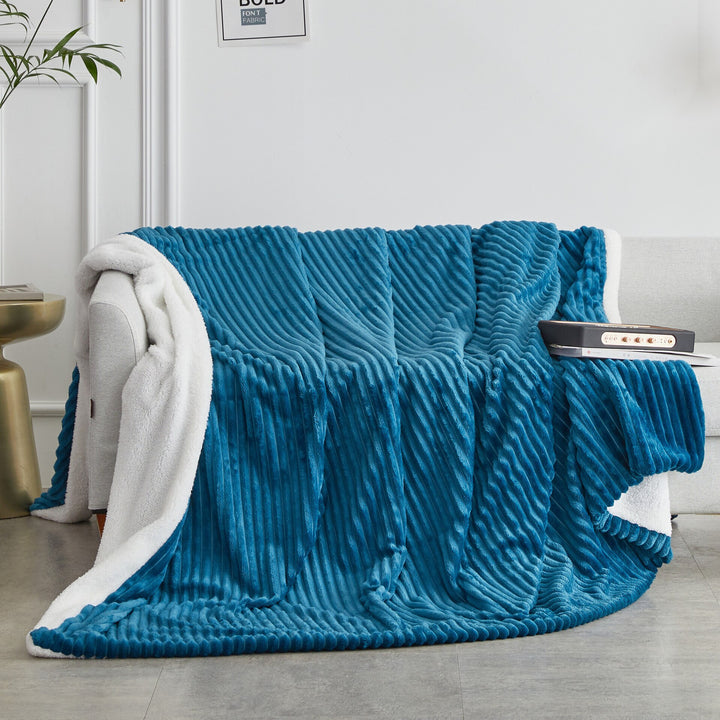 Striped Faux Sherpa Throw