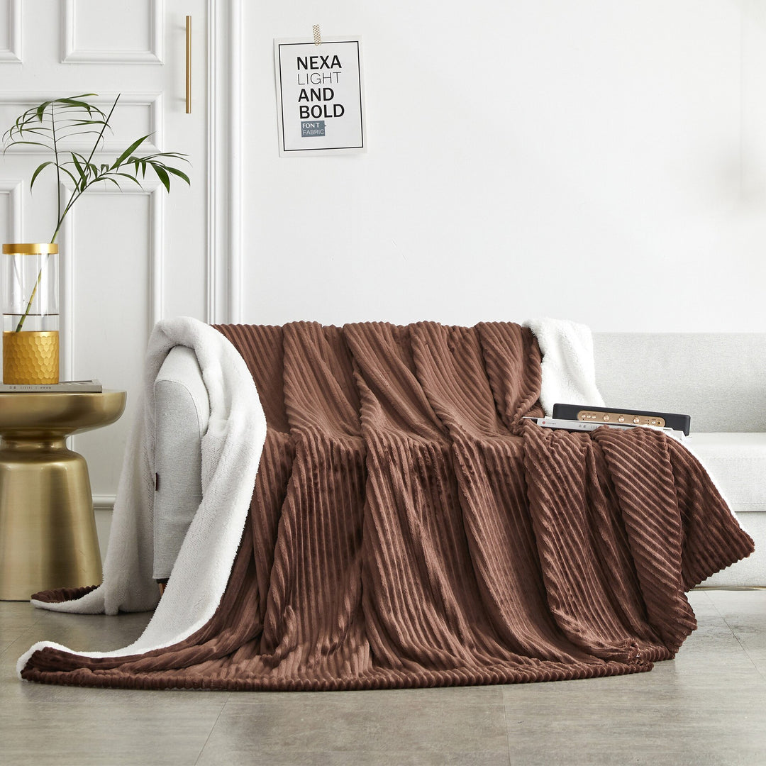 Striped Faux Sherpa Throw